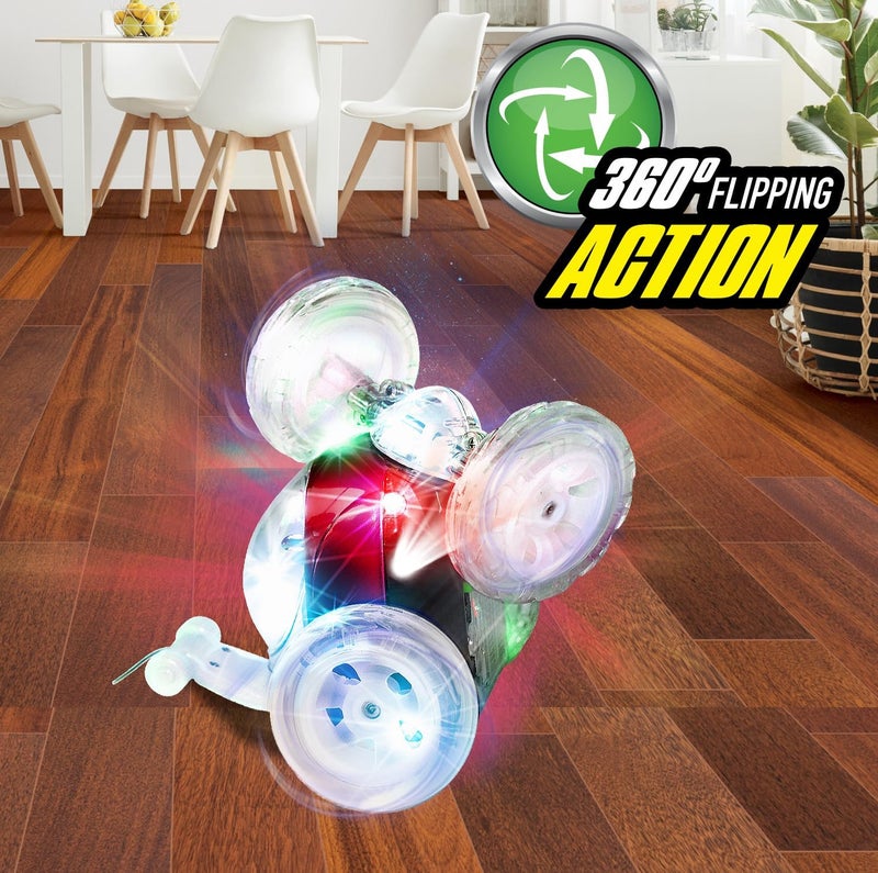 Mindscope Turbo Twisters Remote Control Stunt Car with LED Lights - Red - Image 3